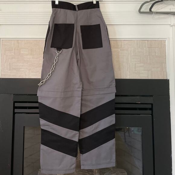 Ragged Priest Pants High Rise Shredder Combat Colorblock Pants with Chain XS - Picture 7 of 11